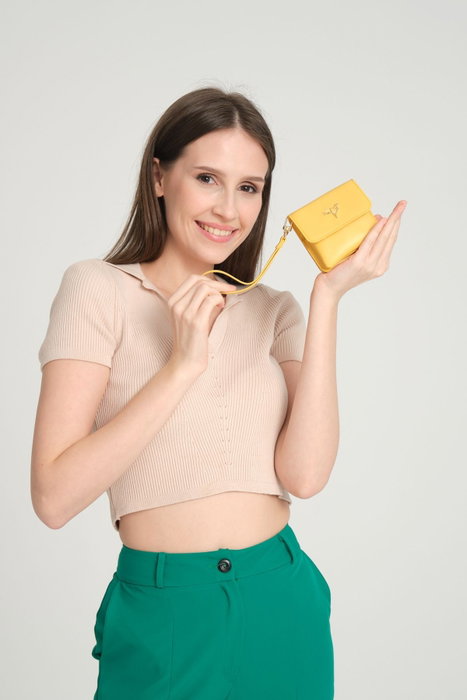 Zoozie Bags Cartera para Mujer Mini Best Amarilla Piel PU